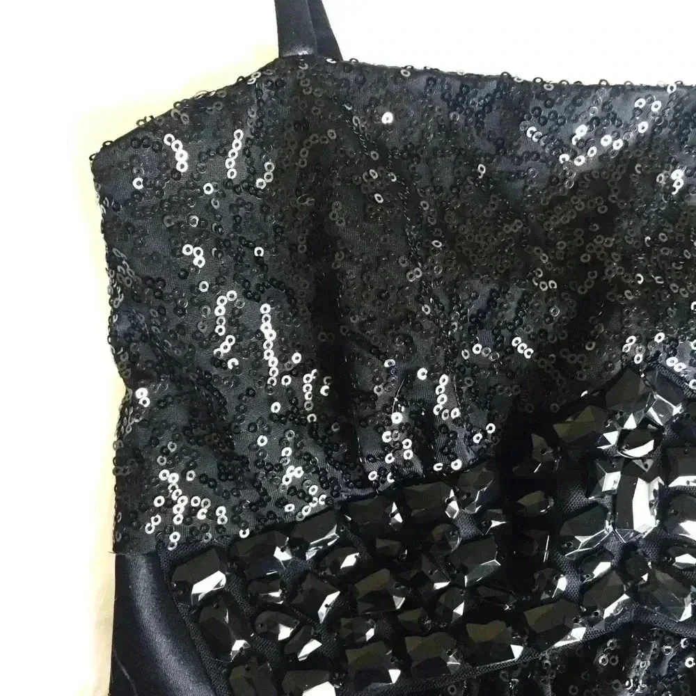 Jessica McClintock Black Sequin Bubble Dress - Picture 6 of 8